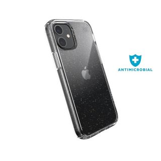 A Speck Presidio Perfect-Clear Glitter iPhone 12 mini ütésálló tok Microban technológiával akadályozza meg, hogy elszaporodjanak felületén a baktériumok.