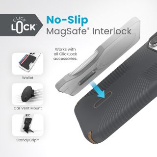 Speck Presidio2 Grip ClickLock MagSafe iPhone 15 Pro ütésálló kemény hátlap tok - szürke