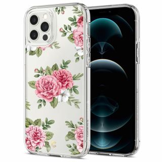 Spigen Cyrill Cecile iPhone 12 / 12 Pro ütésálló szilikon tok - Pink Floral