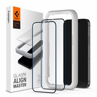 Spigen GLAS.tR AlignMaster Full Cover iPhone 12 Pro Max teljes kijelzővédő üvegfólia + felhelyező - 2db