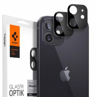 Spigen GLAS.tR Optik iPhone 12 kamera védő üvegfólia - 2db - fekete