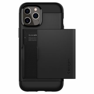 Spigen Slim Armor CS iPhone 12 / 12 Pro kártyatartós tok - fekete