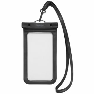 Spigen A601 univerzális vízálló okostelefon tok + nyakpánt - fekete