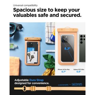 Spigen Aqua Shield A601 univerzális vízálló okostelefon tok + nyakpánt - 2db - barack