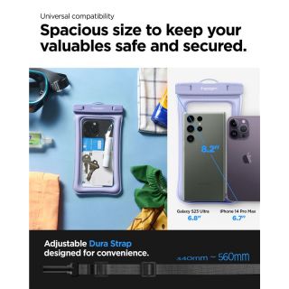 Spigen Aqua Shield A610 univerzális okostelefon vízálló tok + nyakpánt - 2db - kék