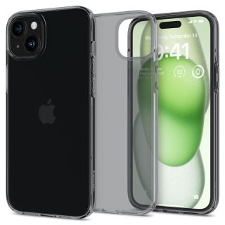 Spigen Crystal Flex iPhone 15 Plus szilikon hátlap tok - szürke