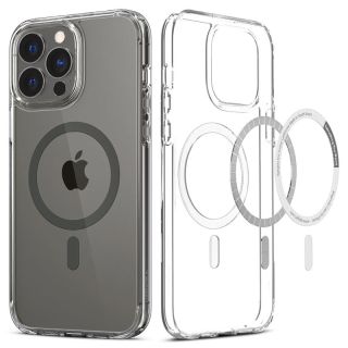 Spigen Crystal Hybrid MagSafe iPhone 13 Pro Max szilikon hátlap tok - átlátszó/szürke