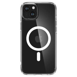 Spigen Crystal Hybrid MagSafe iPhone 15 szilikon hátlap tok - átlátszó/fehér