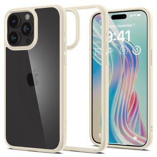 Spigen Crystal Hybrid iPhone 15 Pro Max kemény hátlap tok - átlátszó/bézs