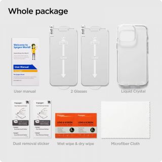 Spigen Crystal Pack iPhone 13 szilikon hátlap tok és 2 db kijelzővédő üvegfólia - átlátszó