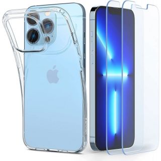 Spigen Crystal Pack iPhone 13 Pro szilikon hátlap tok és 2 db kijelzővédő üvegfólia - átlátszó
