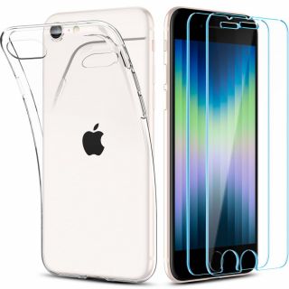 Spigen Crystal Pack iPhone SE (2022/2020) / 8 / 7 szilikon hátlap tok + kijelzővédő üvegfólia - 2db