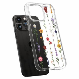Spigen Cyrill Cecile iPhone 15 Pro ütésálló szilikon hátlap tok - átlátszó/virágos