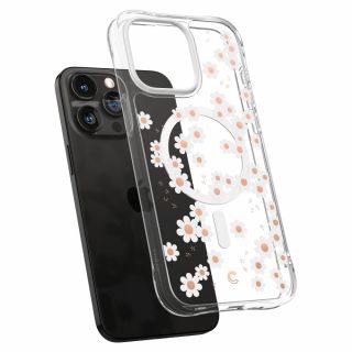 Spigen Cyrill Cecile Mag MagSafe iPhone 15 Pro ütésálló szilikon hátlap tok - virágos/átlátszó