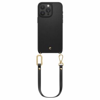 Spigen Cyrill Classic Charm Mag MagSafe iPhone 15 Pro bőr hátlap tok csuklópánttal - fekete