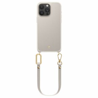 Spigen Cyrill Classic Charm Mag MagSafe iPhone 15 Pro Max bőr hátlap tok csuklópánttal - bézs