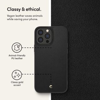 Spigen Cyrill Leather Brick iPhone 13 Pro ütésálló bőr hátlap tok - fekete