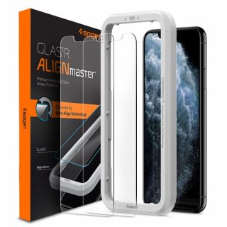 Spigen GLAS.tR AlignMaster iPhone 11 / XR kijelzővédő üveg + felhelyező - 2db