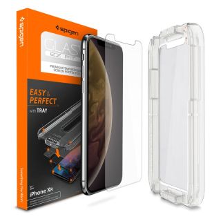 Spigen Glas.tR EZ Fit iPhone XR kijelzővédő üvegfólia + felhelyező - 2db