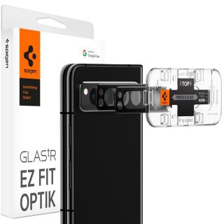 Spigen Glass EZ Fit Optik Pro Google Pixel Fold kamera lencsevédő üvegfólia + felhelyező - 2db - fekete