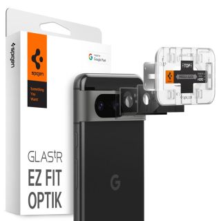 Spigen Glass tR EZ Fit Optik Google Pixel 8 kamerasziget lencsevédő üvegfólia - 2db - fekete