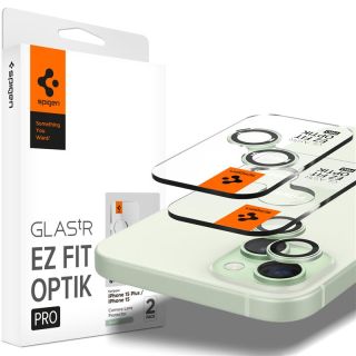 Spigen Glas.tR EZ Fit Optik Pro iPhone 15 / 15 Plus / 14 / 14 Plus kameralencse védő üveg - 2db - zöld