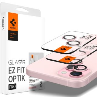 Spigen Glas.tR EZ Fit Optik Pro iPhone 15 / 15 Plus / 14 / 14 Plus kameralencse védő üveg - 2db - rózsaszín