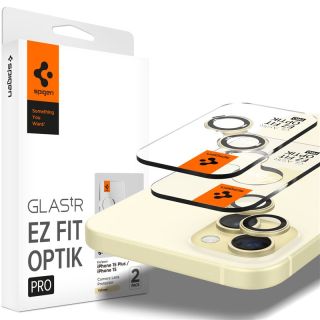 Spigen Glas.tR EZ Fit Optik Pro iPhone 15 / 15 Plus / 14 / 14 Plus kameralencse védő üveg - 2db - sárga