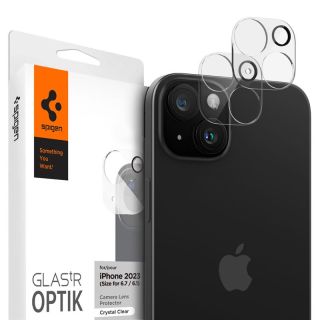Spigen Glass tR Optik iPhone 14 / 14 Plus / 15 / 15 Plus kamerasziget lencsevédő üvegfólia - 2db - átlátszó