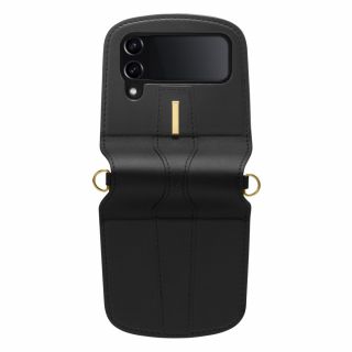 Spigen Lienar Calin Samsung Galaxy Z Flip 4 bőr tok akasztóval - fekete