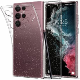 Spigen Liquid Crystal Glitter Samsung Galaxy S22 Ultra szilikon hátlap tok - átlátszó/csillámos