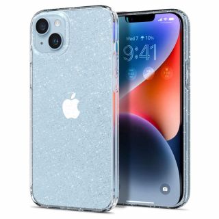 Spigen Liquid Crystal iPhone 14 ütésálló szilikon hátlap tok - átlátszó/csillámos