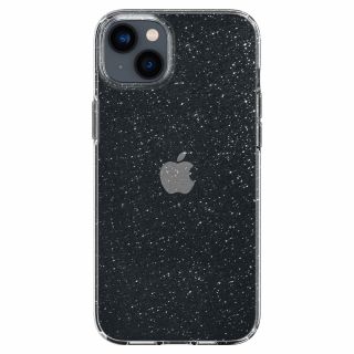 Spigen Liquid Crystal iPhone 14 ütésálló szilikon hátlap tok - átlátszó/csillámos