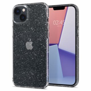 Spigen Liquid Crystal iPhone 14 Plus szilikon hátlap tok - csillámos átlátszó