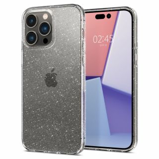 Spigen Liquid Crystal iPhone 14 Pro szilikon hátlap tok - csillámos átlátszó