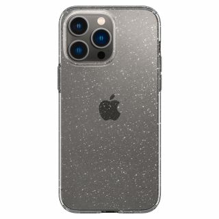 Spigen Liquid Crystal iPhone 14 Pro Max ütésálló szilikon hátlap tok - átlátszó/csillámos