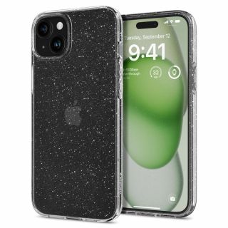 Spigen Liquid Crystal iPhone 15 Plus szilikon hátlap tok - átlátszó csillámos