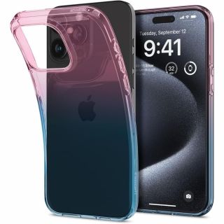 Spigen Liquid Crystal iPhone 15 Pro szilikon hátlap tok - rózsaszín/kék
