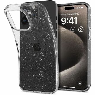 Spigen Liquid Crystal iPhone 15 Pro Max szilikon hátlap tok - átlátszó csillámos