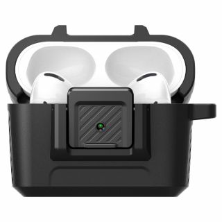 Spigen Lock Fit Airpods Pro kemény tok + karabíner - fekete