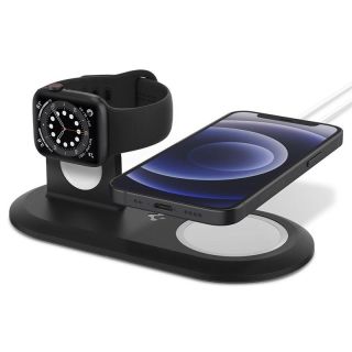 Spigen 2in1 MagFit Duo MagSafe iPhone + Apple Watch állvány (kábelek nélkül) - fekete