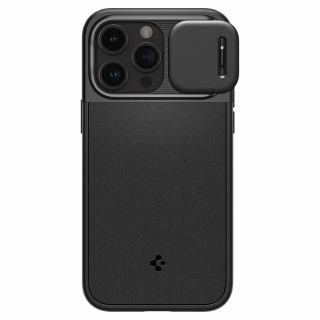 Spigen Optik Armor Mag MagSafe iPhone 15 Pro kemény hátlap tok kameravédővel - fekete
