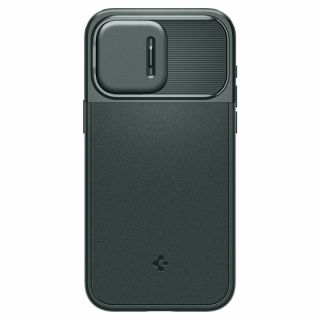 Spigen Optik Armor Mag MagSafe iPhone 15 Pro Max szilikon hátlap tok kameravédővel - zöld