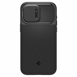 Spigen Optik Armor Mag MagSafe iPhone 15 Pro Max szilikon hátlap tok kameravédővel - fekete