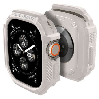 Spigen Rugged Armor Apple Watch Ultra 49mm ütésálló tok - bézs