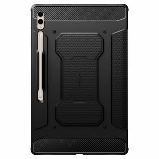 Spigen Rugged Armor Pro Samsung Galaxy Tab S8 Ultra / S9 Ultra 14,6" kinyitható ütésálló szilikon tok + ceruzatartó - fekete
