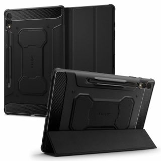 Spigen Rugged Armor Pro Samsung Galaxy Tab S9+ Plus 12,4" X810 / X816B kinyitható ütésálló tok ceruzatartóval - fekete