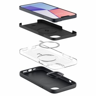 Spigen Silicone Fit MagSafe iPhone 14 Plus szilikon hátlap tok - fekete