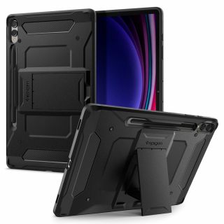 Spigen Tough Armor Pro Samsung Galaxy Tab S9+ Plus 12,4" X810 / X816B kemény hátlap tok ceruzatartóval + állvány - fekete