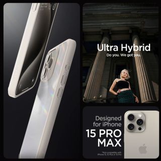 Spigen Ultra Hybrid iPhone 15 Pro Max ütésálló szilikon hátlap tok - natúr titán